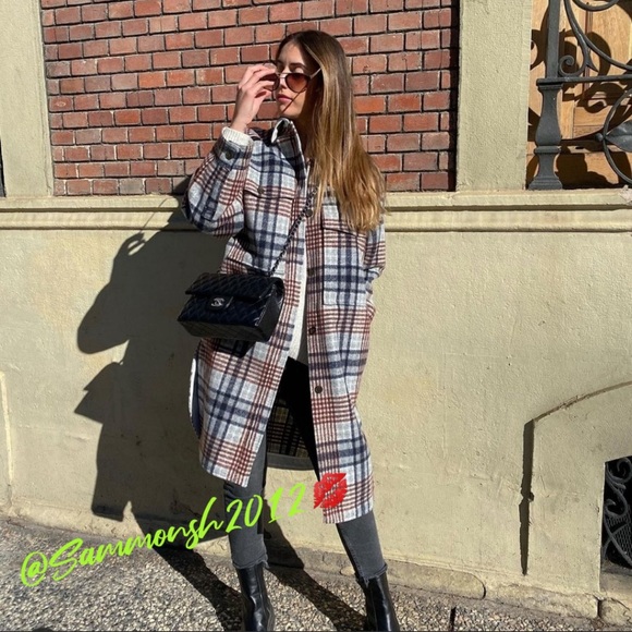 🌟BLOGGERS FAV🌟 ZARA LONG PLAID OVERSHIRT - Picture 4 of 16